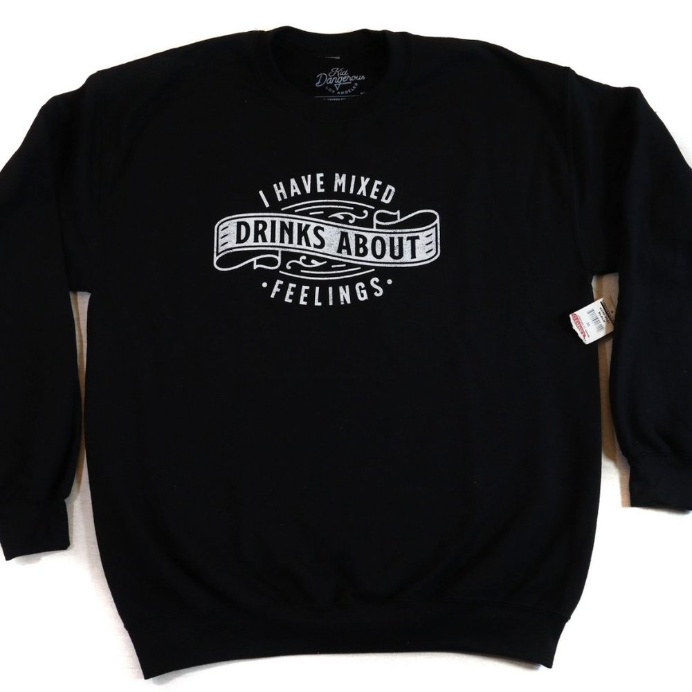 KID DANGEROUS Black Mixed Drinking Humor Funny Crewneck Sweater